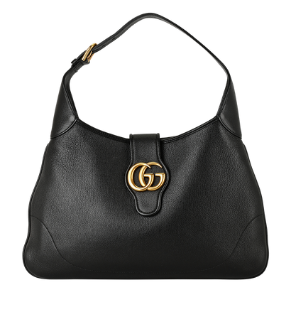 Aphrodite Medium Hobo, &pound;1,050, Handbags, Black, Leather, Front view